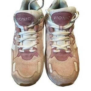 Vionic Walk Strider Sneakers Womens 7.5 Pink Suede Mesh Walking Shoes WF:01-0205